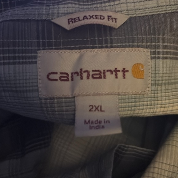 Carhartt Men’s Relaxed Casual Button Down Shirt Gray and White 2XL - Picture 13 of 13